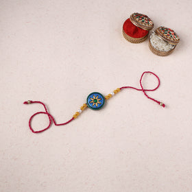 Blue - Bishnupur Handpainted Terracotta Rakhi 44
