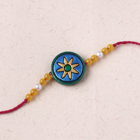 Blue - Bishnupur Handpainted Terracotta Rakhi 44