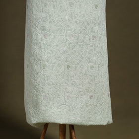 Green Chikankari with Parsi Style Embroidery Cotton Kurta Material