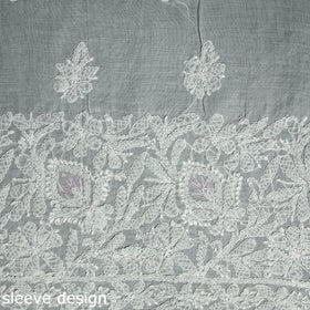 Green Chikankari with Parsi Style Embroidery Cotton Kurta Material