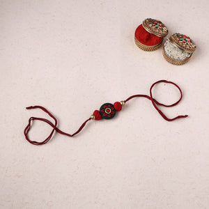 Red - Bishnupur Handpainted Terracotta Rakhi 47