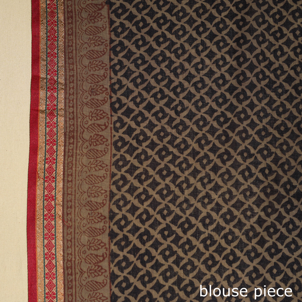 Brown Block Print Natural Dyed Cotton Bagh Saree