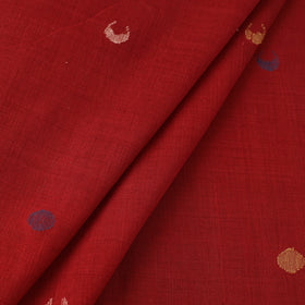 Red Handspun Handloom Natural Dyed Cotton Jamdani Fabric