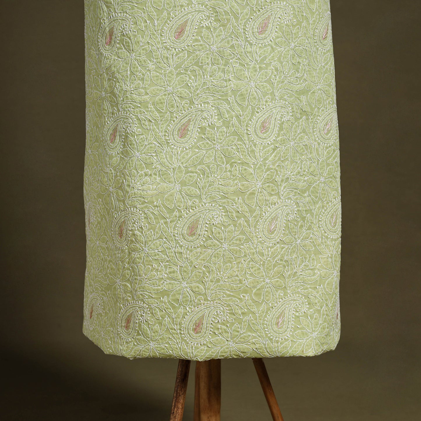 Yellow Chikankari with Parsi Style Embroidery Cotton Kurta Material