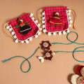  Handmade Fabric Flower Jute Rakhi & Lumba Set 