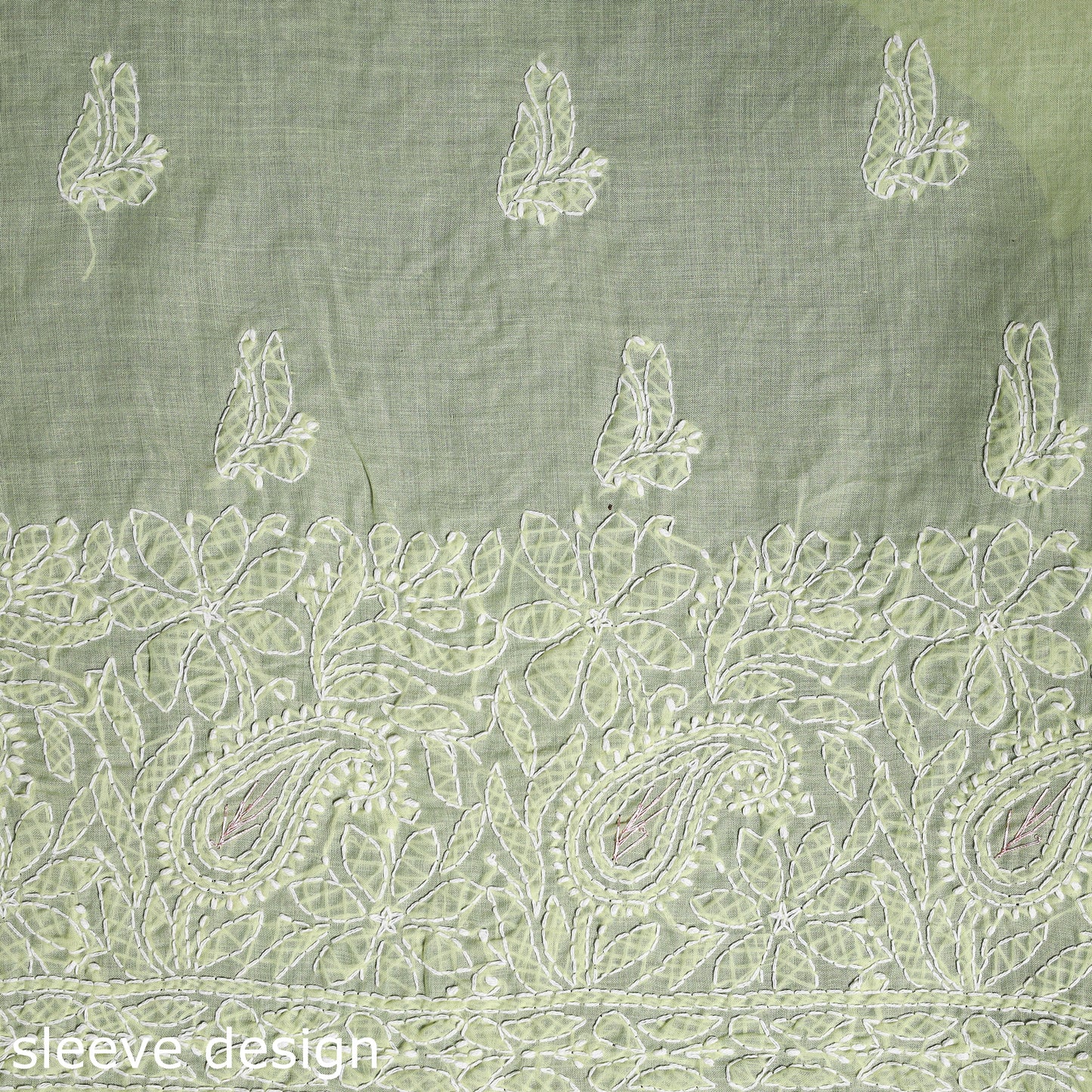 Yellow Chikankari with Parsi Style Embroidery Cotton Kurta Material