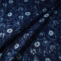 Blue with Flower Akola Hand Block Printed Cotton Fabric 28