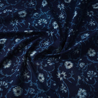 Blue with Flower Akola Hand Block Printed Cotton Fabric 28