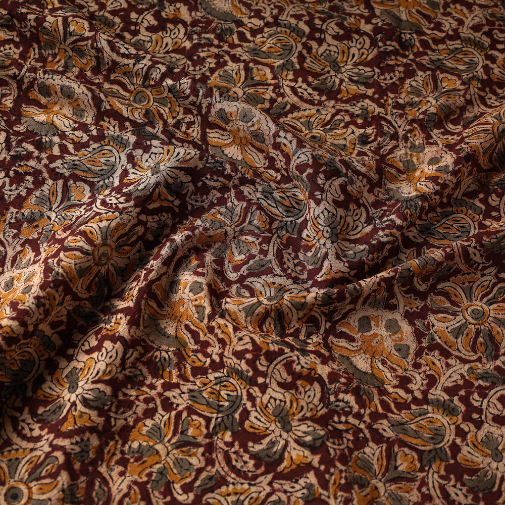 Brown - Kalamkari Block Printed Cotton Fabric