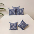 Blue - Block Print Sanganeri Floral Cushion Cover (Set of 5) 01