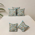 Blue - Block Print Sanganeri Floral Cushion Cover (Set of 5) 03