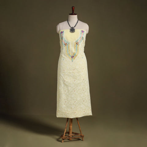 Chikankari with Parsi Style Embroidery Cotton Kurta Material