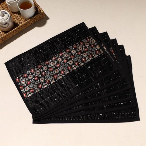  Black Tagai Embroidery Table Mats