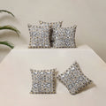 White - Block Print Sanganeri Floral Cushion Cover (Set of 5) 05
