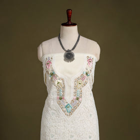 Chikankari with Parsi Style Embroidery Cotton Kurta Material