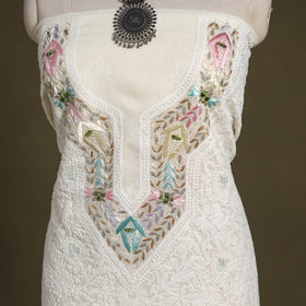 Chikankari with Parsi Style Embroidery Cotton Kurta Material