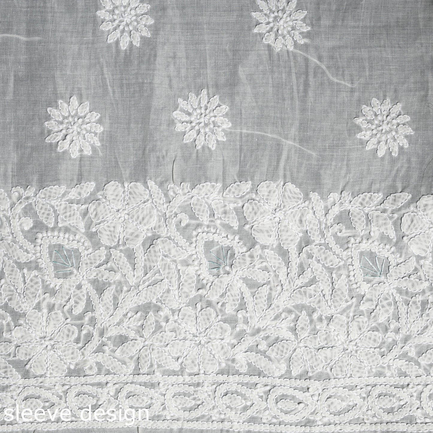 Chikankari with Parsi Style Embroidery Cotton Kurta Material