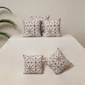 White - Block Print Sanganeri Floral Cushion Cover (Set of 5) 11