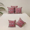 Red - Block Print Sanganeri Floral Cushion Cover (Set of 5) 13
