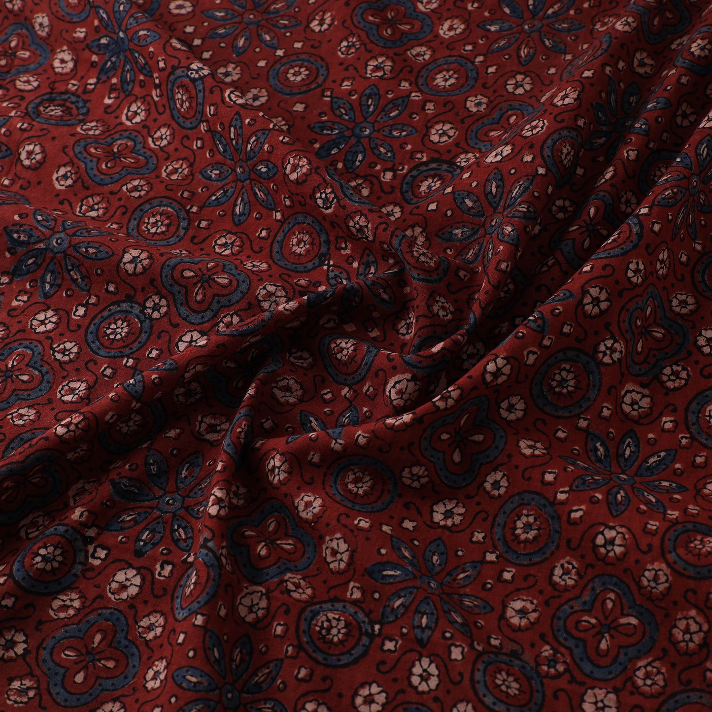 Kutch Hand Block Print Natural Dyed Cotton Ajrakh Fabric 01