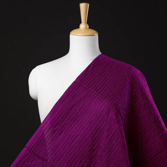 Purple Pintuck Plain Pure Cotton Fabric