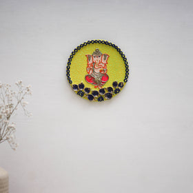 Ganesha - handpainted clay art wall frame 01 - handcrafted