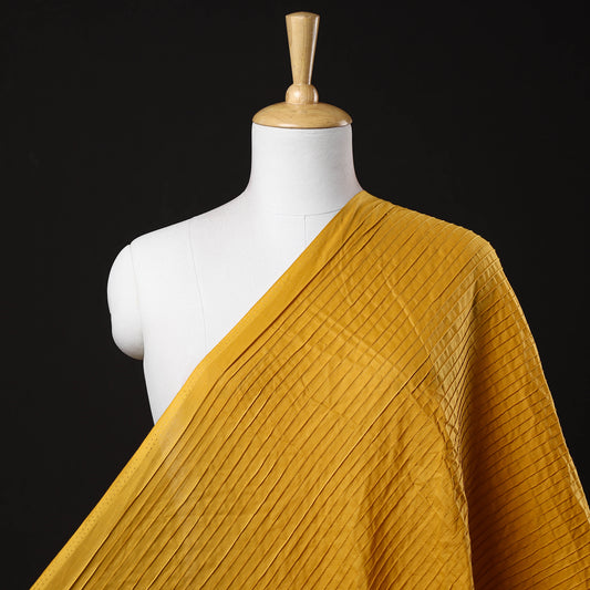 Yellow Pintuck Plain Pure Cotton Fabric