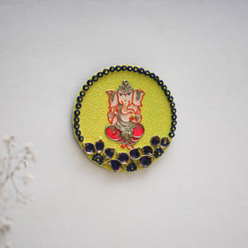 Ganesha - handpainted clay art wall frame 01 - handcrafted