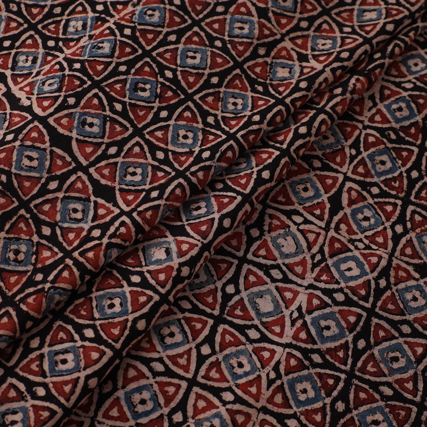 Kutch Hand Block Print Natural Dyed Cotton Ajrakh Fabric 04