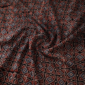 Kutch Hand Block Print Natural Dyed Cotton Ajrakh Fabric 04