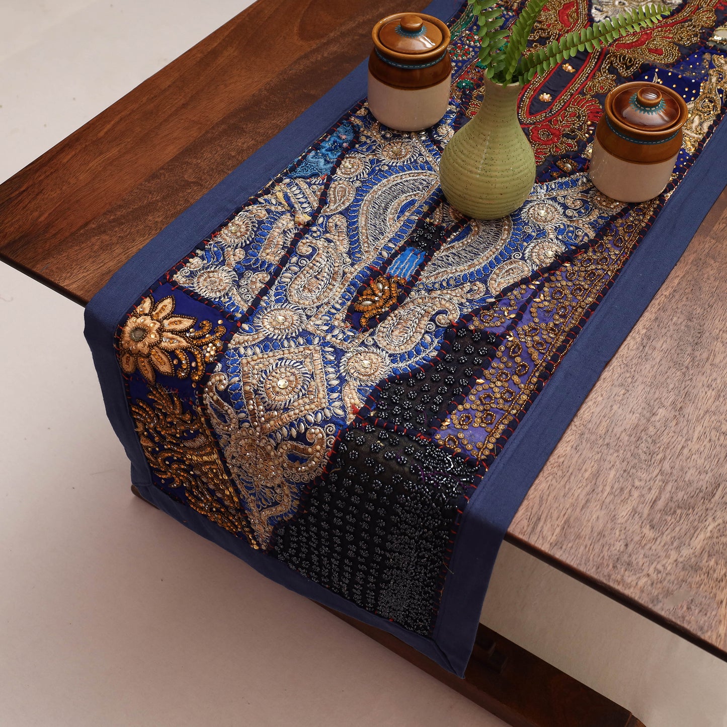 Banjara Vintage Embroidery Table Runner (60 x 14 in)