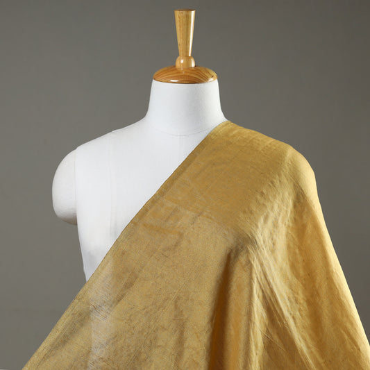 Yellow - Gold - Traditional Tissue Chanderi Silk Handloom Zari Weave Fabric