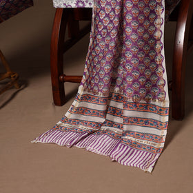 Purple - 3pc chanderi silk unstitched sanganeri dress