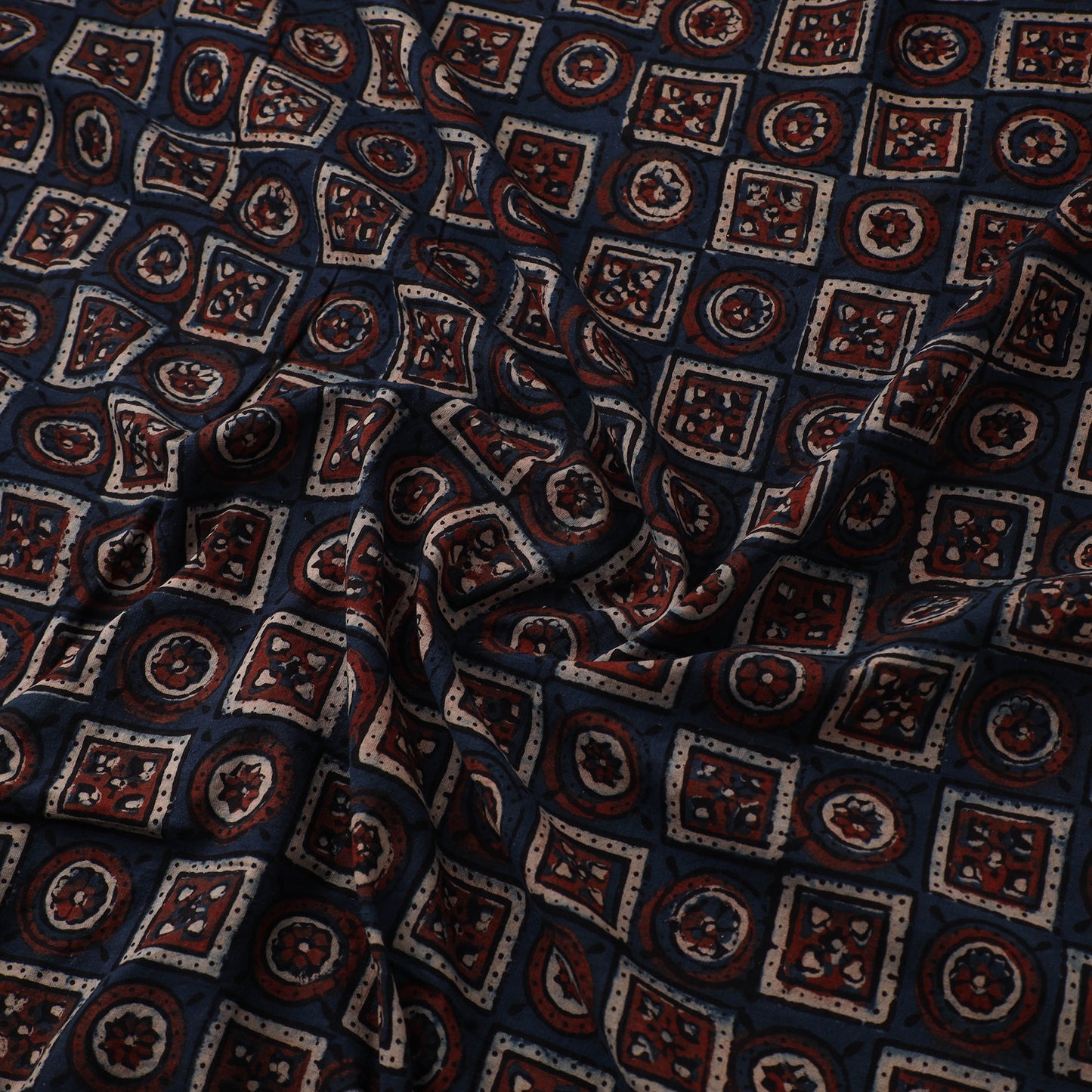 Kutch Hand Block Print Natural Dyed Cotton Ajrakh Fabric 05