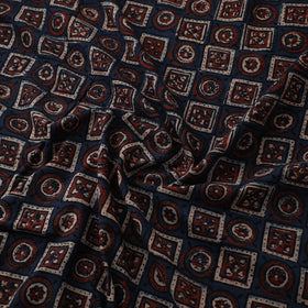 Kutch Hand Block Print Natural Dyed Cotton Ajrakh Fabric 05