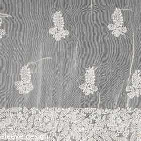 Beige Chikankari with Parsi Style Embroidery Cotton Kurta Material