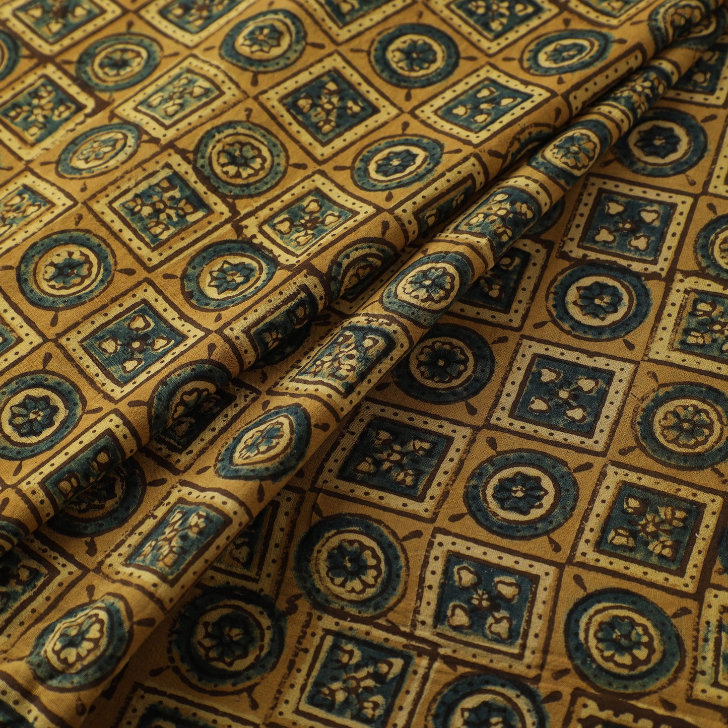 Kutch Hand Block Print Natural Dyed Cotton Ajrakh Fabric 06