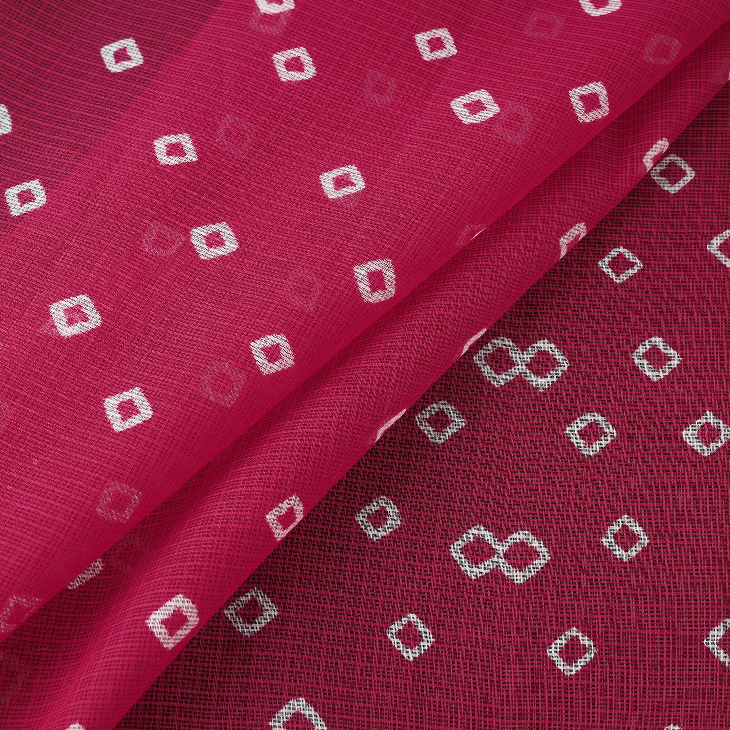 Pink - Kota Doria Cotton Bandhani Tie-Dye Fabric 15