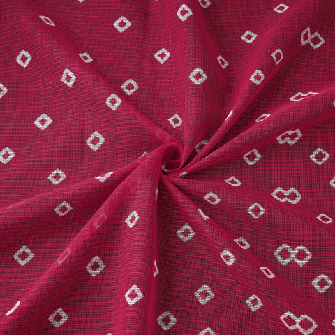 Pink - Kota Doria Cotton Bandhani Tie-Dye Fabric 15