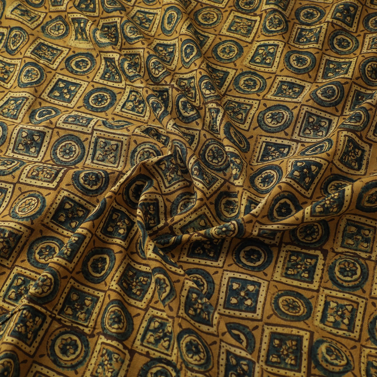 Kutch Hand Block Print Natural Dyed Cotton Ajrakh Fabric 06
