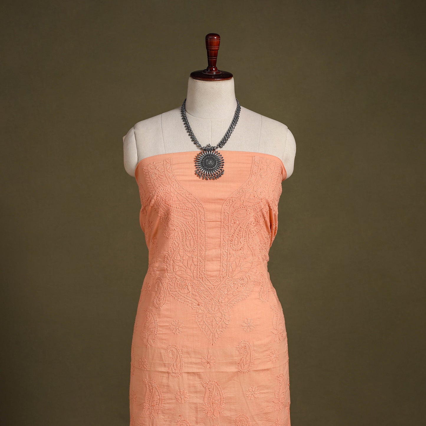 Chikankari Hand Embroidery Mul Cotton Kurta Material