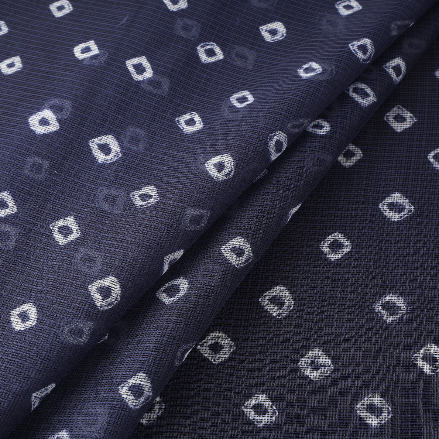 Blue - Kota Doria Cotton Bandhani Tie-Dye Fabric 16