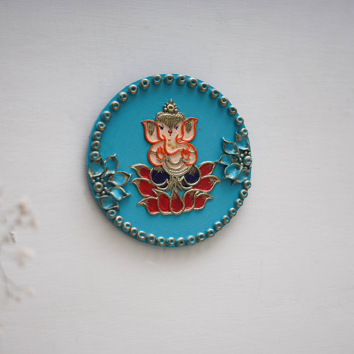 Ganesha - handpainted clay art wall frame 07 - handcrafted