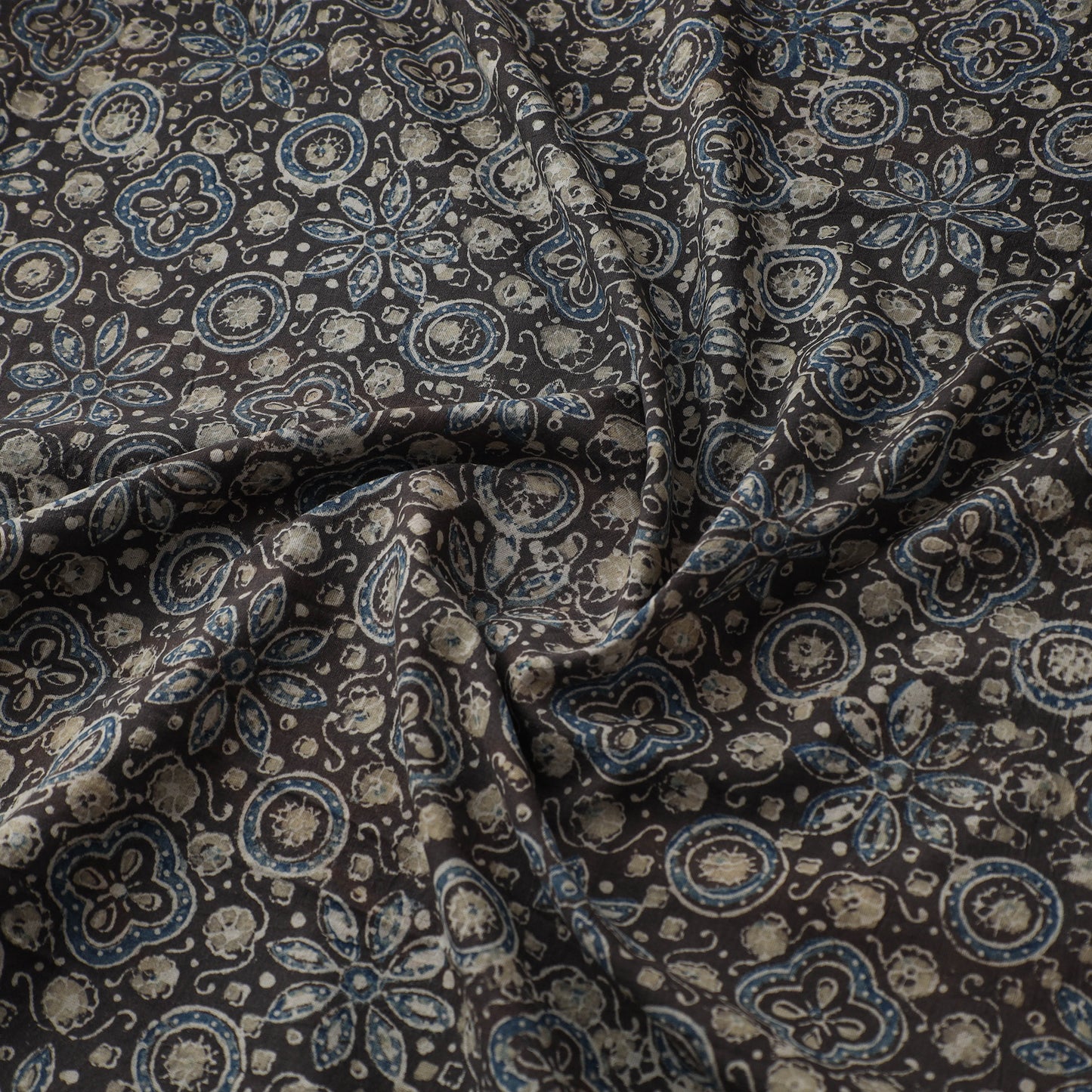 Kutch Hand Block Print Natural Dyed Cotton Ajrakh Fabric 08