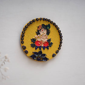 Krishna - handpainted clay art wall frame 08 - handcrafted