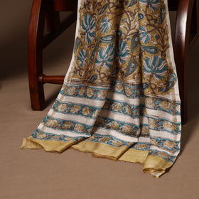 Yellow - 3pc chanderi silk unstitched sanganeri dress