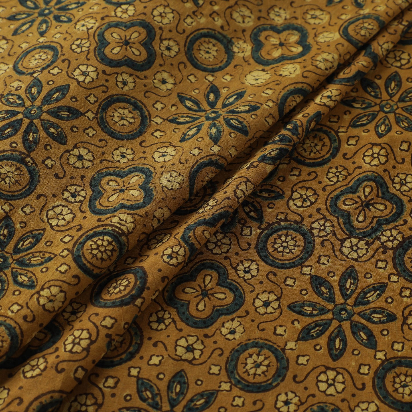 Kutch Hand Block Print Natural Dyed Cotton Ajrakh Fabric 09