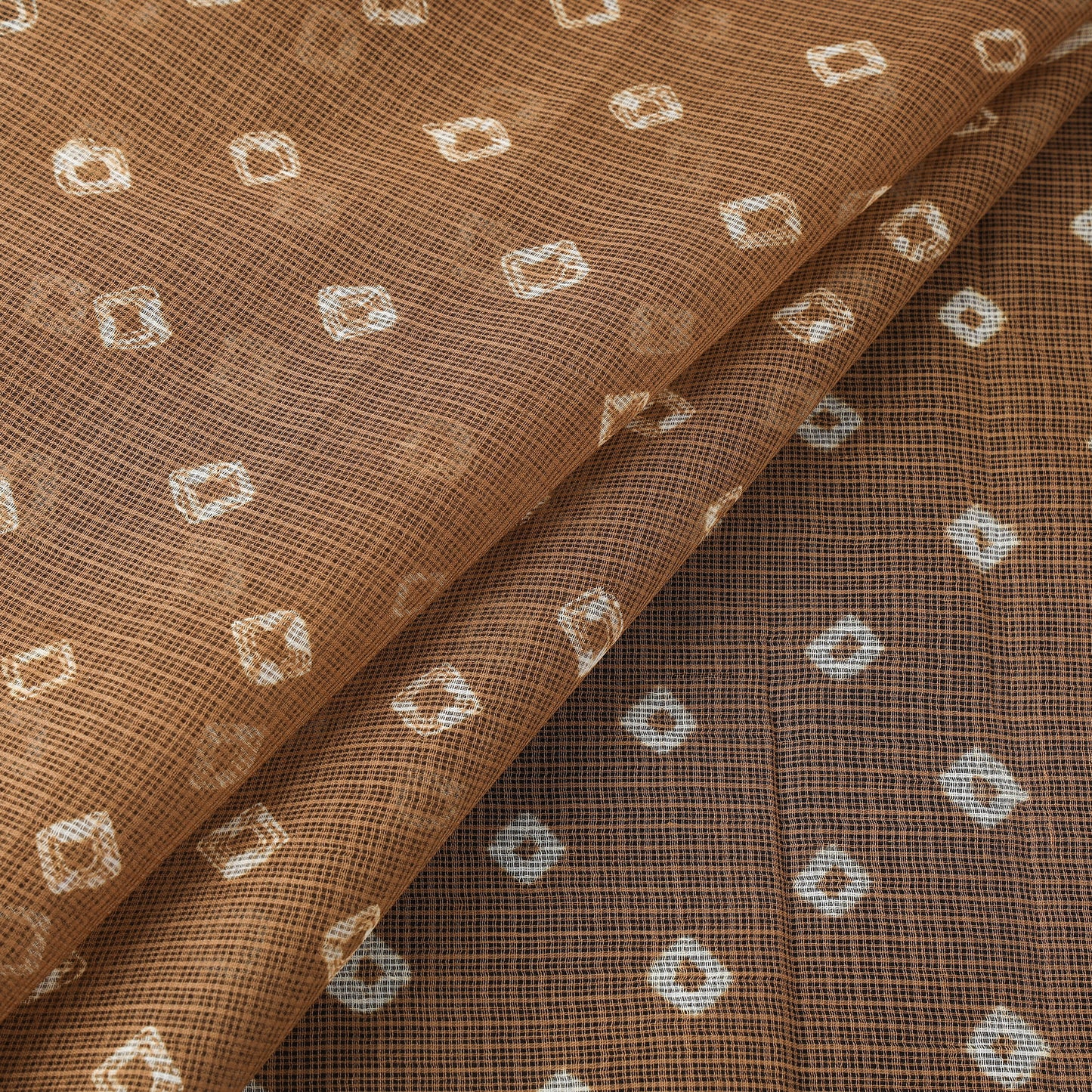 Brown - Kota Doria Cotton Bandhani Tie-Dye Fabric 17