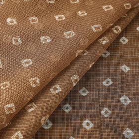 Brown - Kota Doria Cotton Bandhani Tie-Dye Fabric 17