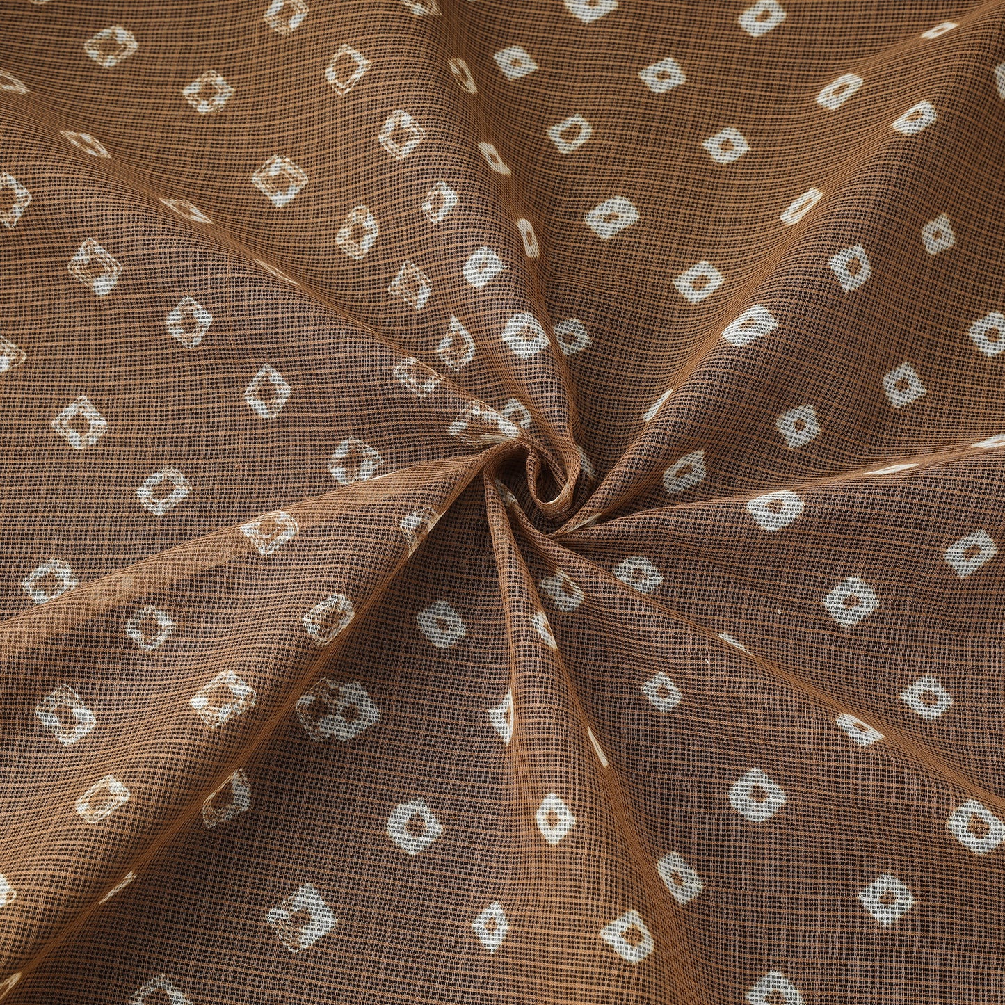 Brown - Kota Doria Cotton Bandhani Tie-Dye Fabric 17